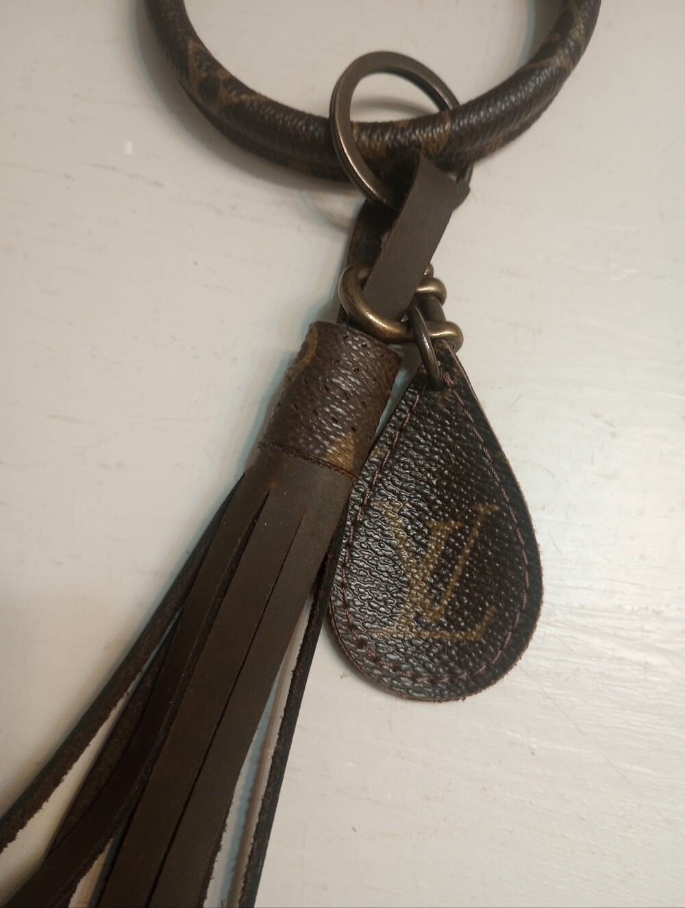 Upcycled Designer Inspired Key Chain Wristlet - Picture 2 of 5